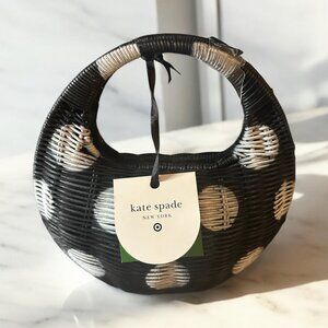 Kate Spade New York X Target‎ Polka Dot Wicker Crescent Bag Black White In hand!
